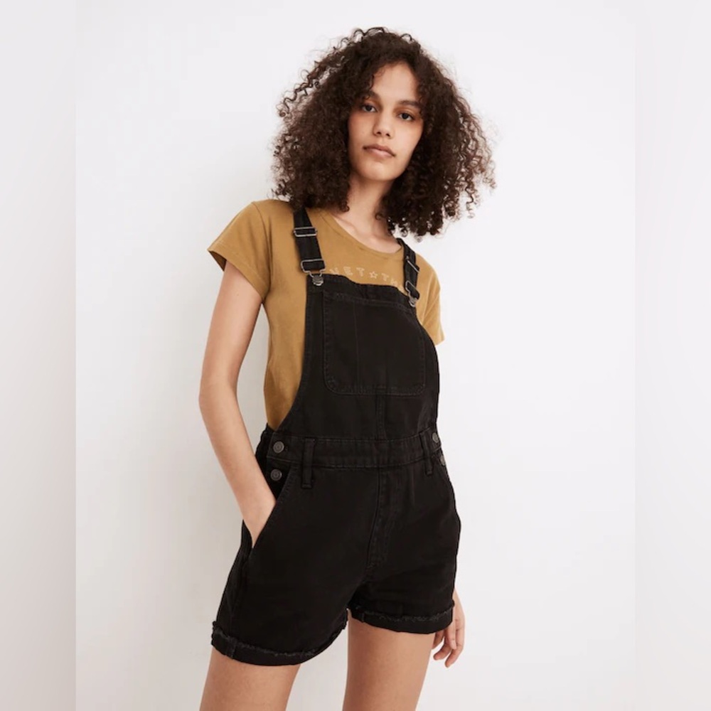 Madewell black denim overall shorts